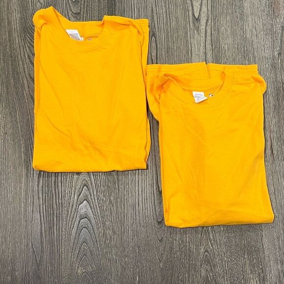 NWOT Gildan NBA 2 Pack T-Shirts Crewneck Short Sleeve Pullover Yellow Size L - Picture 1 of 5